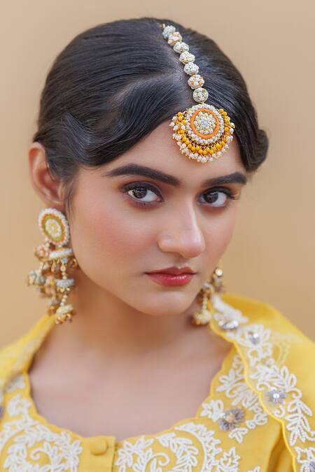 Shop_Kanyaadhan By Dhirajaayushi_Multi Color Embroidery Floral Choker Set 