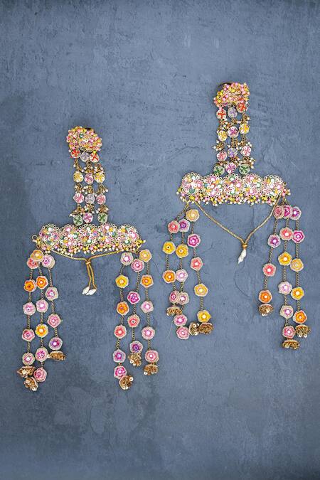 Buy Kanyaadhan By Dhirajaayushi Multi Color Beads, Embroidery Floral Choker Set Buy_Kanyaadhan By Dhirajaayushi_Multi Color Beads, Embroidery Floral Choker Set