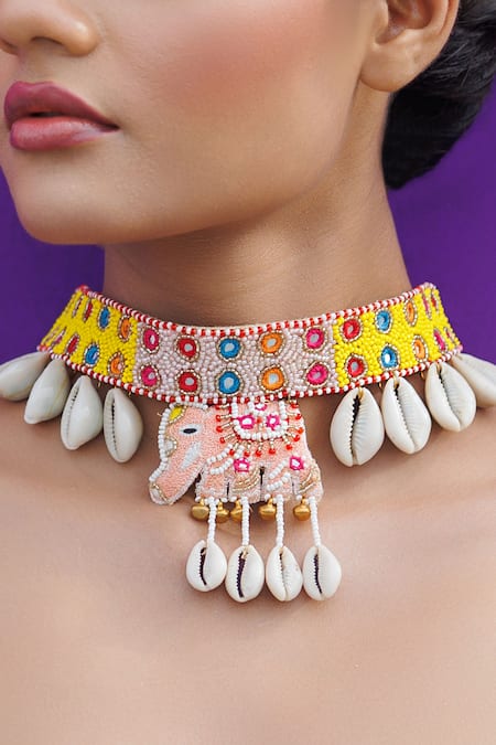 Kanyaadhan By Dhirajaayushi Elephant Motif Pendant Necklace Set 