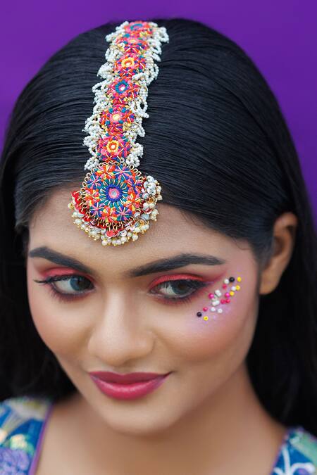 Kanyaadhan By Dhirajaayushi Multi Color Mirrors, Diamonds, Beads Multicolor Embroidered Necklace Set Online at Aza Fashions Kanyaadhan By Dhirajaayushi_Multi Color Mirrors, Diamonds, Beads Multicolor Embroidered Necklace Set _Online_at_Aza_Fashions