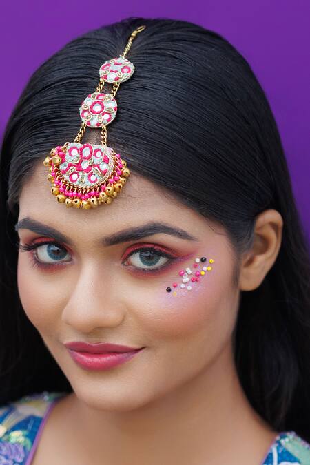 Kanyaadhan By Dhirajaayushi_Multi Color Mirrors, Beads Multicolor Embroidered Choker Set _Online_at_Aza_Fashions