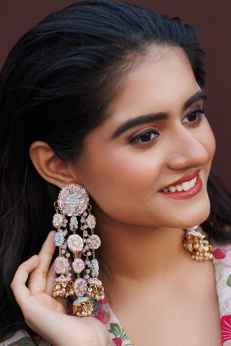 Buy Kanyaadhan By Dhirajaayushi Multi Color Mirrors, Beads Gold Toned Embroidered Jewellery Set Online at Aza Fashions Buy_Kanyaadhan By Dhirajaayushi_Multi Color Mirrors, Beads Gold Toned Embroidered Jewellery Set _Online_at_Aza_Fashions