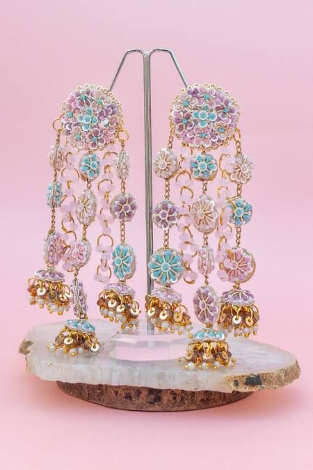 Shop Kanyaadhan By Dhirajaayushi Multi Color Mirrors, Beads Gold Toned Embroidered Jewellery Set Online at Aza Fashions Shop_Kanyaadhan By Dhirajaayushi_Multi Color Mirrors, Beads Gold Toned Embroidered Jewellery Set _Online_at_Aza_Fashions