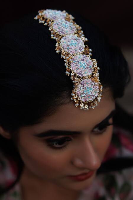 Buy Kanyaadhan By Dhirajaayushi Multi Color Mirrors, Beads Gold Toned Embroidered Jewellery Set Buy_Kanyaadhan By Dhirajaayushi_Multi Color Mirrors, Beads Gold Toned Embroidered Jewellery Set