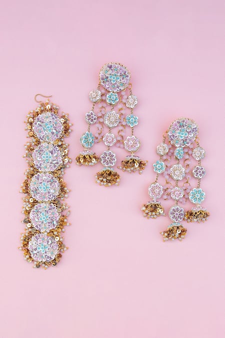 Kanyaadhan By Dhirajaayushi Gold Toned Mirror Embroidered Jewellery Set 