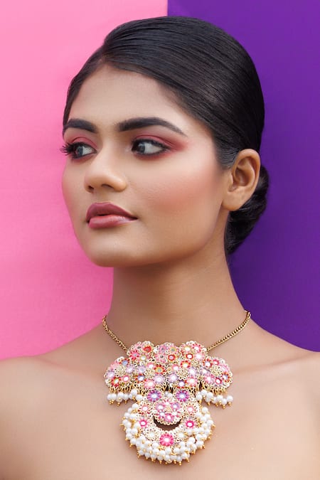 Kanyaadhan By Dhirajaayushi Half Crescent Pendant Necklace Set 