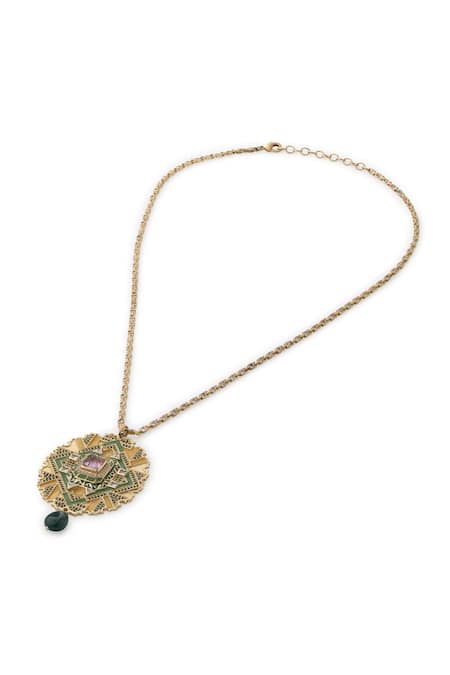 Aulerth Gold Plated Rumeli Helios Pendant Necklace 