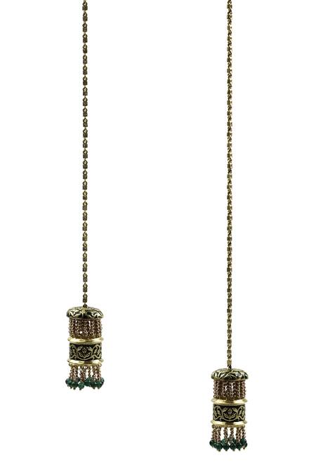 Aulerth_Green Stones Ottoman Inspired Long Necklace _Online_at_Aza_Fashions