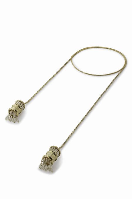 Shop_Aulerth_Gold Plated Ottoman Style Long Necklace _at_Aza_Fashions