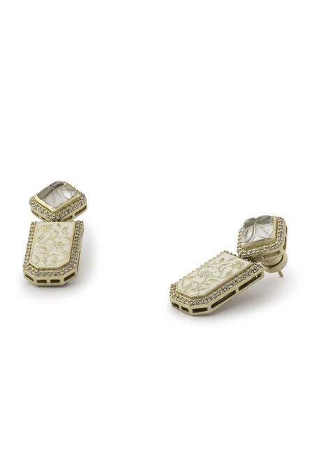 Aulerth Gold Plated Semi Precious Stone Drop Earrings 