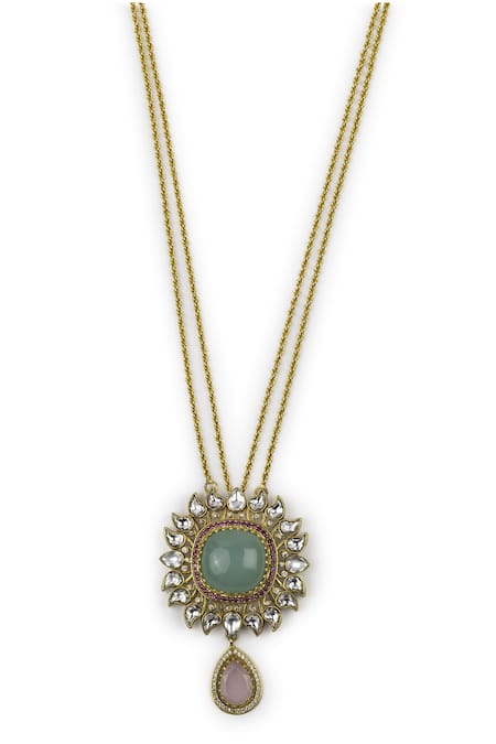 Buy_Aulerth_Green Gulmohar Hyacinth Pendant Necklace _Online_at_Aza_Fashions