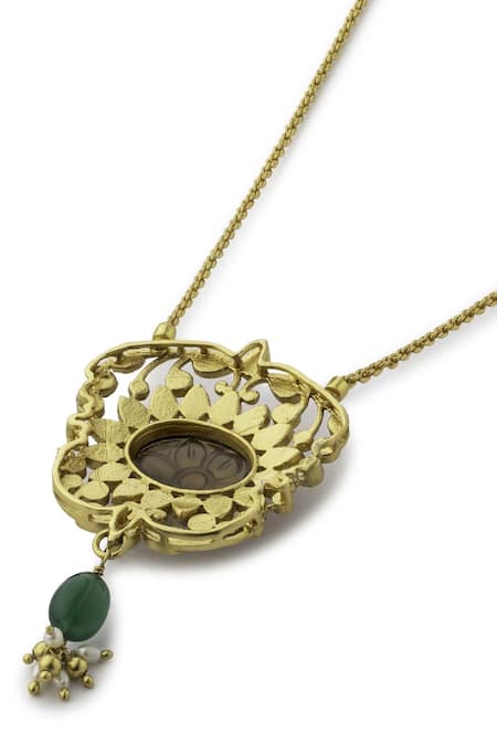 Buy_Aulerth_Yellow Gulmohar Mini Floralia Pendant Necklace _Online_at_Aza_Fashions