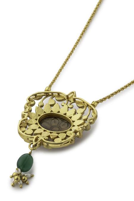 Buy_Aulerth_Blue Gulmohar Mini Floralia Pendant Necklace _Online_at_Aza_Fashions