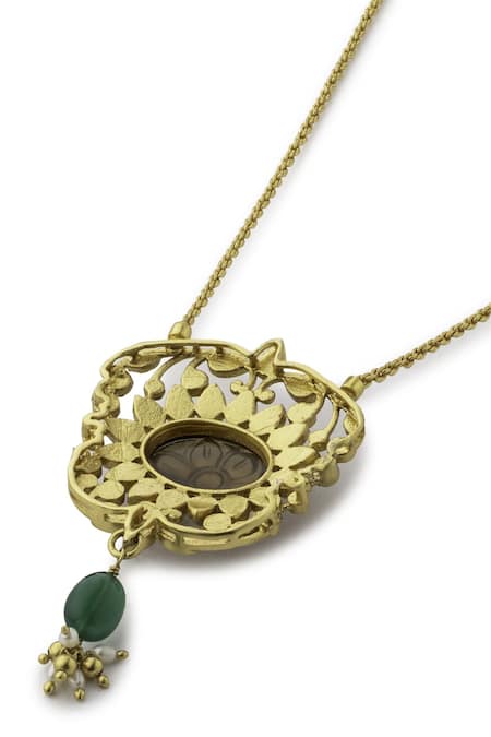 Buy_Aulerth_Gray Gulmohar Mini Floralia Pendant Necklace _Online_at_Aza_Fashions