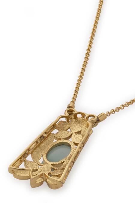 Aulerth_Green Gulmohar Springtime Pendant Necklace _Online_at_Aza_Fashions