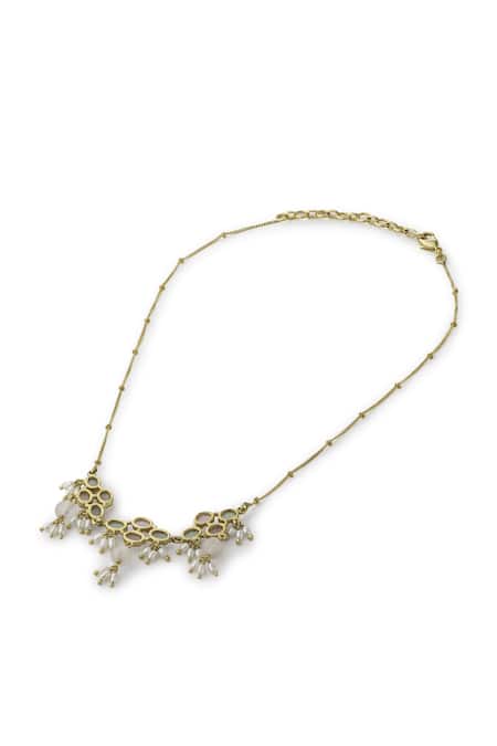 Aulerth_Green Gulmohar Bloom Chainette Pendant Necklace _Online_at_Aza_Fashions