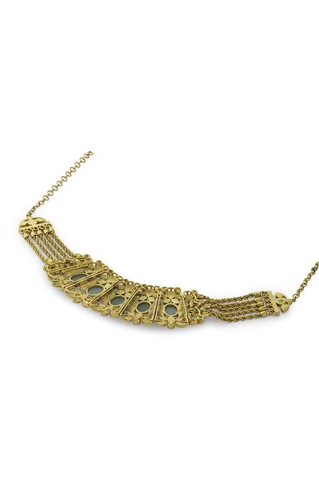 Aulerth Green Gulmohar Springtime Choker Necklace Online at Aza Fashions Aulerth_Green Gulmohar Springtime Choker Necklace _Online_at_Aza_Fashions