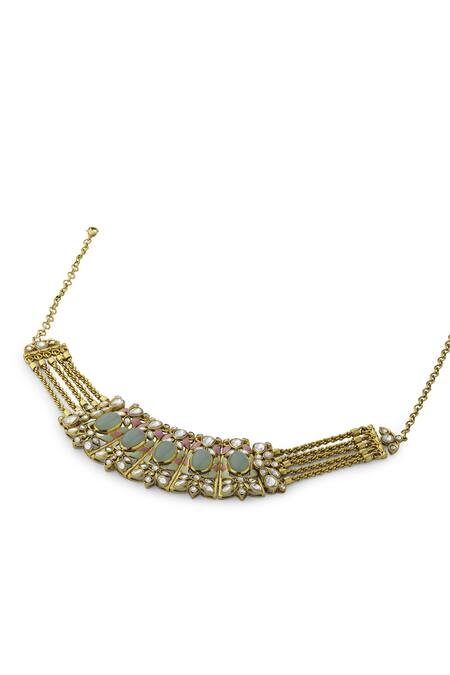 Buy Aulerth Green Gulmohar Springtime Choker Necklace Online at Aza Fashions Buy_Aulerth_Green Gulmohar Springtime Choker Necklace _Online_at_Aza_Fashions