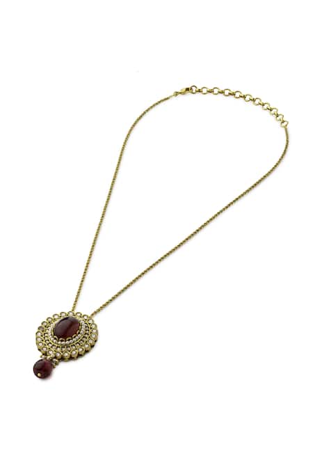 Shop_Aulerth_Red Pakeezah Crest Pendant Necklace _at_Aza_Fashions