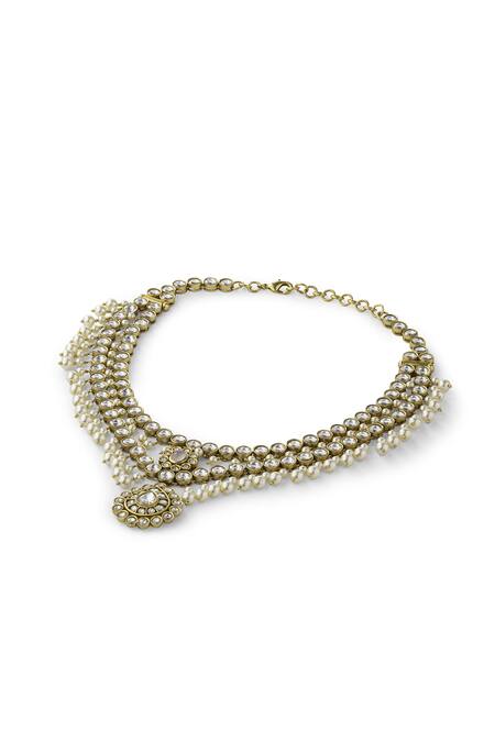 Shop_Aulerth_White Dual Strand Rosa Necklace _at_Aza_Fashions