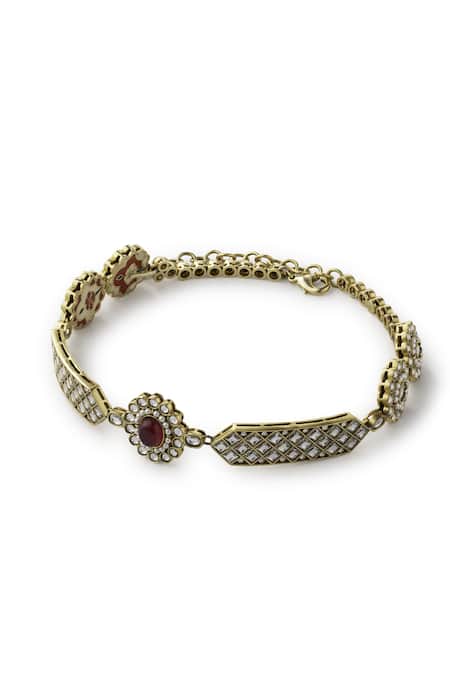 Shop_Aulerth_White Gold Plated Pakeezah Rosebud Choker Necklace _at_Aza_Fashions