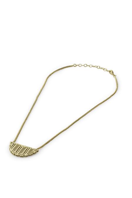 Buy_Aulerth_Green Rumeli Crescent Pendant Necklace _Online_at_Aza_Fashions