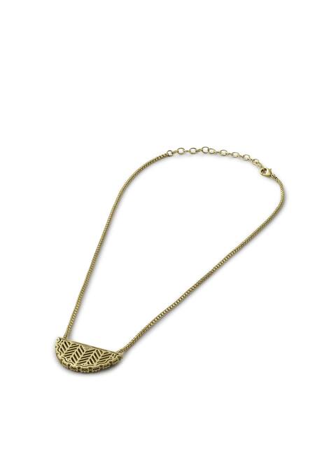 Aulerth White Amelia Crescent Pendant Necklace Online at Aza Fashions Aulerth_White Amelia Crescent Pendant Necklace _Online_at_Aza_Fashions