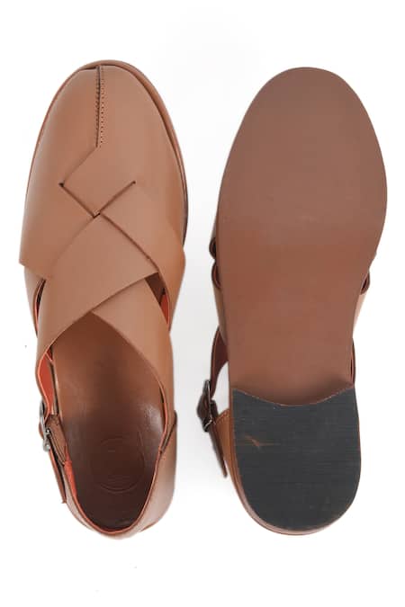 Buy Irasoles Brown Tan Cross Patta Peshawari Sandals Buy_Irasoles_Brown Tan Cross Patta Peshawari Sandals