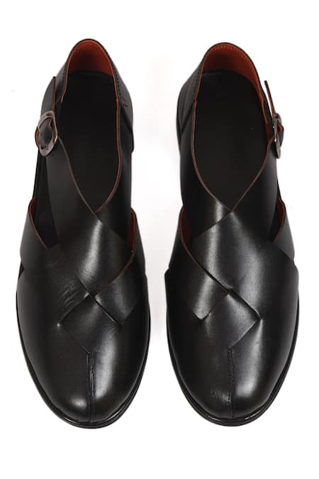 Buy_Irasoles_Black Nawab Cross Patta Sandals _Online_at_Aza_Fashions