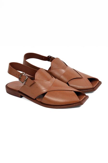 Shop_Irasoles_Brown Leather Multi-strap Sandals_at_Aza_Fashions