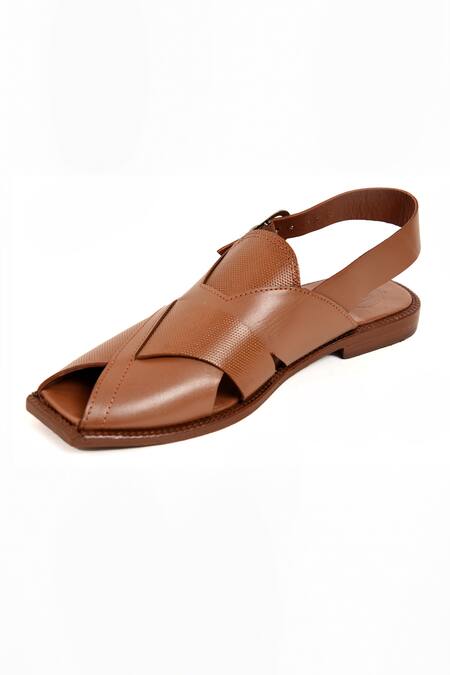 Irasoles_Brown Leather Multi-strap Sandals_at_Aza_Fashions
