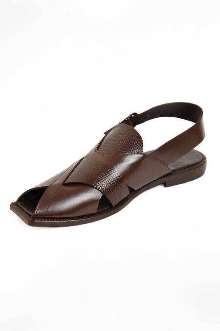 Irasoles_Brown Leather Multi-strap Sultan Nawab Sandals_Online_at_Aza_Fashions