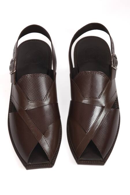 Shop_Irasoles_Brown Leather Multi-strap Sultan Nawab Sandals_Online_at_Aza_Fashions