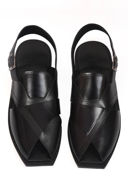 Irasoles_Black Multi-strap Leather Sandals_at_Aza_Fashions