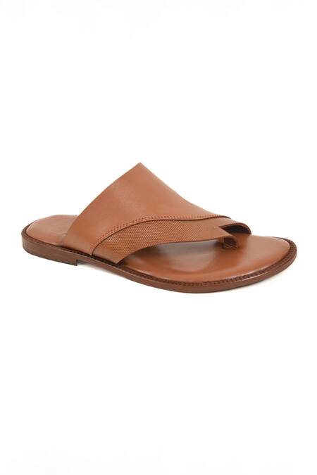 Shop_Irasoles_Brown Leather Tan Bliss Single Strap Sandals_Online_at_Aza_Fashions