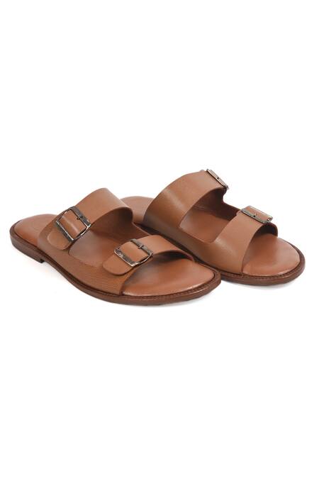 Irasoles_Brown Tan Double Strap Sandals _Online_at_Aza_Fashions