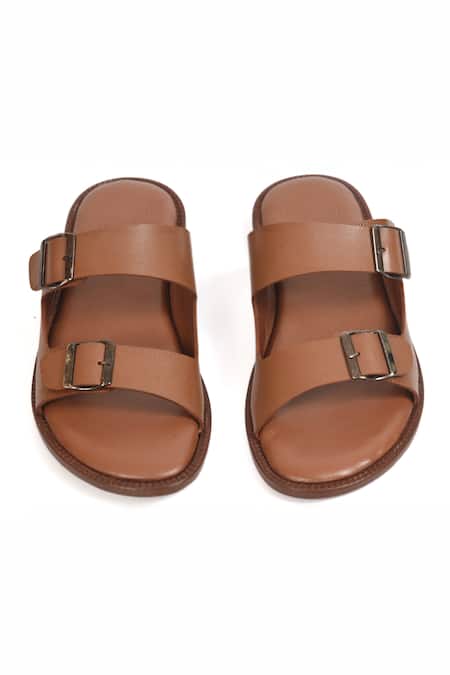 Shop_Irasoles_Brown Tan Double Strap Sandals _Online_at_Aza_Fashions