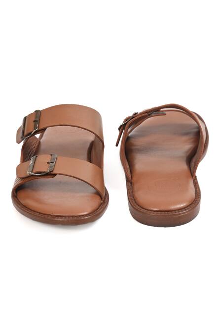 Irasoles_Brown Tan Double Strap Sandals _at_Aza_Fashions