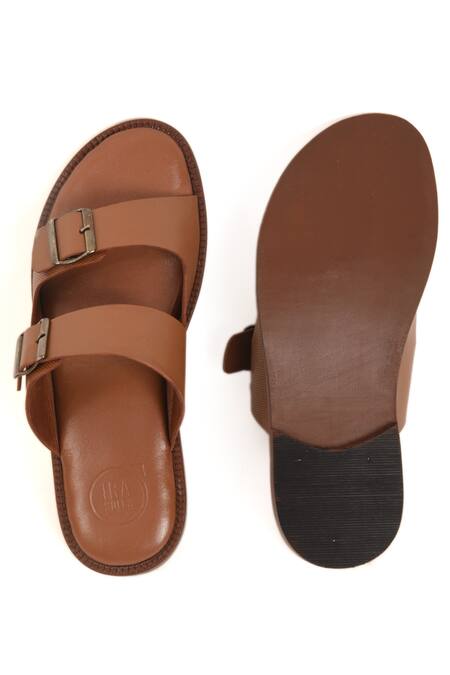 Buy_Irasoles_Brown Tan Double Strap Sandals 