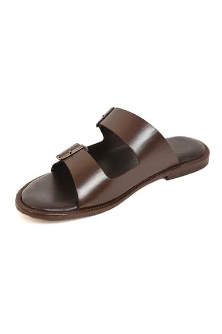 Buy_Irasoles_Brown Buckle Strap Leather Sandals_Online_at_Aza_Fashions