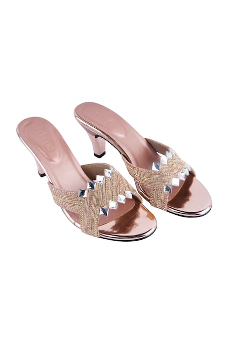 Irasoles Rose Gold Crystals Stone Embellished Heels Online at Aza Fashions Irasoles_Rose Gold Crystals Stone Embellished Heels_Online_at_Aza_Fashions