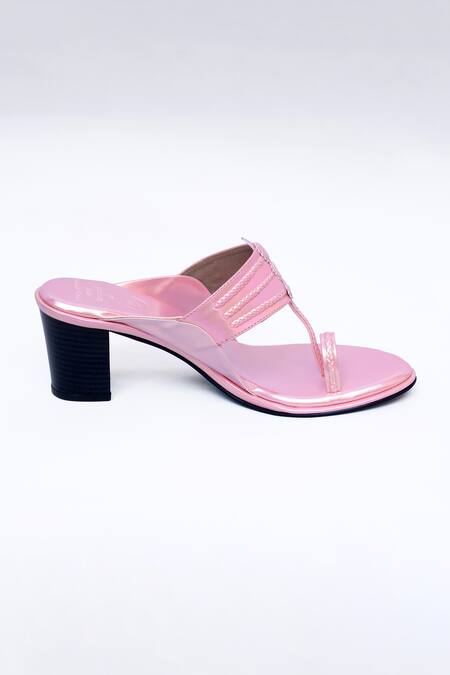 Buy_Irasoles_Pink Neon Kolhapuri Heels_Online_at_Aza_Fashions