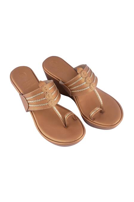 Buy Irasoles Gold Bronze Kolhapuri Wedge Heels Online at Aza Fashions Buy_Irasoles_Gold Bronze Kolhapuri Wedge Heels_Online_at_Aza_Fashions