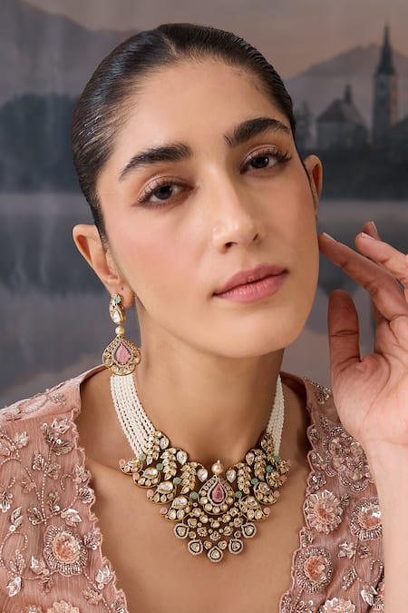 Paisley Pop Layered Necklace Set with Earrings 