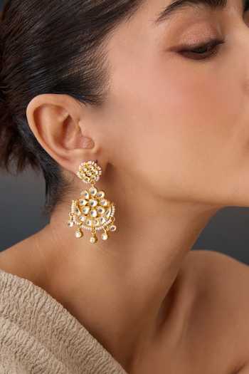 Paisley Pop_Gold Plated Kundan Bead Chandbalis _Online_at_Aza_Fashions