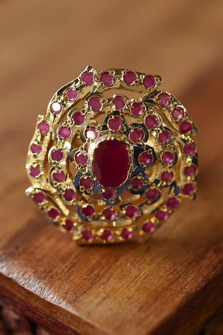 Paisley Pop Adjustable Jadau Stone Ring 
