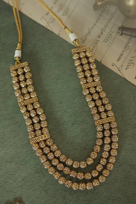 Paisley Pop_Gold Plated Beaded Layered Necklace _at_Aza_Fashions