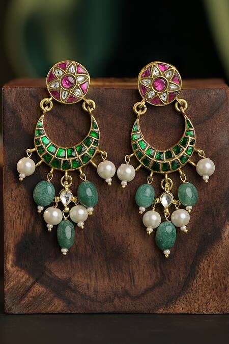 Buy Riana Jewellery Multi Color Pearls, Stones, Glitter Half Crescent Pendant Choker And Earring Set Online at Aza Fashions Buy_Riana Jewellery_Multi Color Pearls, Stones, Glitter Half Crescent Pendant Choker And Earring Set _Online_at_Aza_Fashions