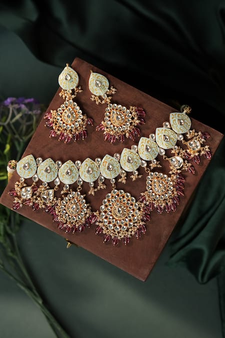 Riana Jewellery Floral Meenakari Choker Set 