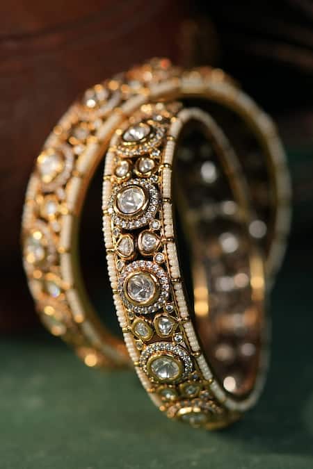 Riana Jewellery Gold Plated Stones Jadtar Embellished Kada Set Online at Aza Fashions Riana Jewellery_Gold Plated Stones Jadtar Embellished Kada Set _Online_at_Aza_Fashions